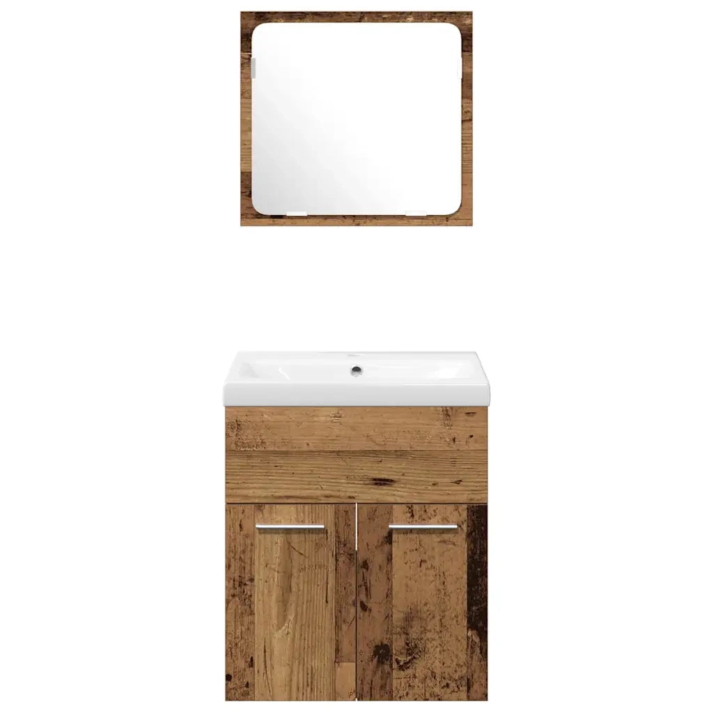 Set di mobili per il bagno con cassetto 4 pcs Legno vecchio 3332570