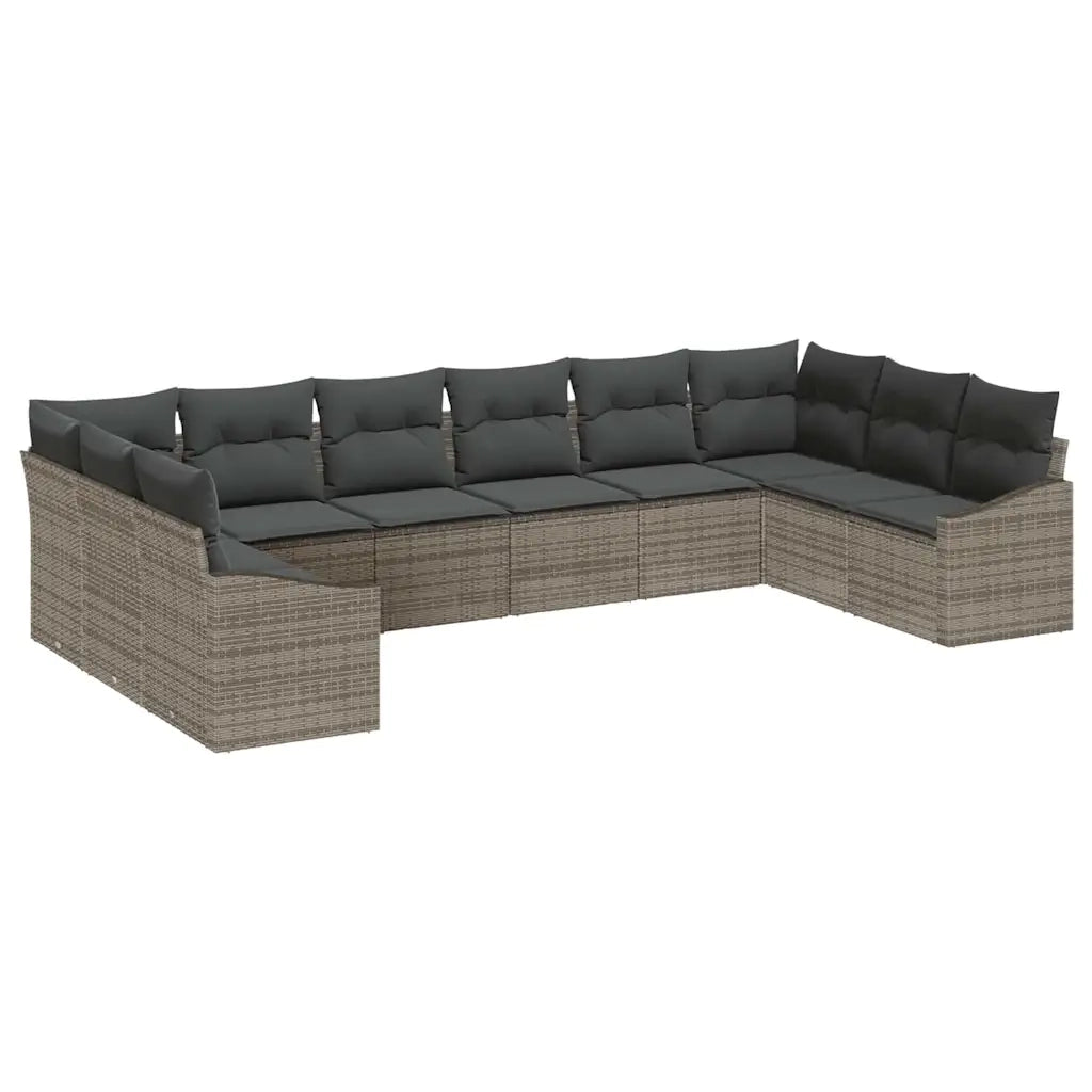 Set di divani con cuscino 10 pcs Grigio polyrattan 3346899