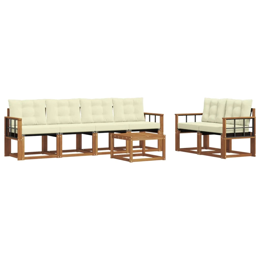 Set di divani da esterno con cuscino 7 pcs Naturale e Crema 3368429