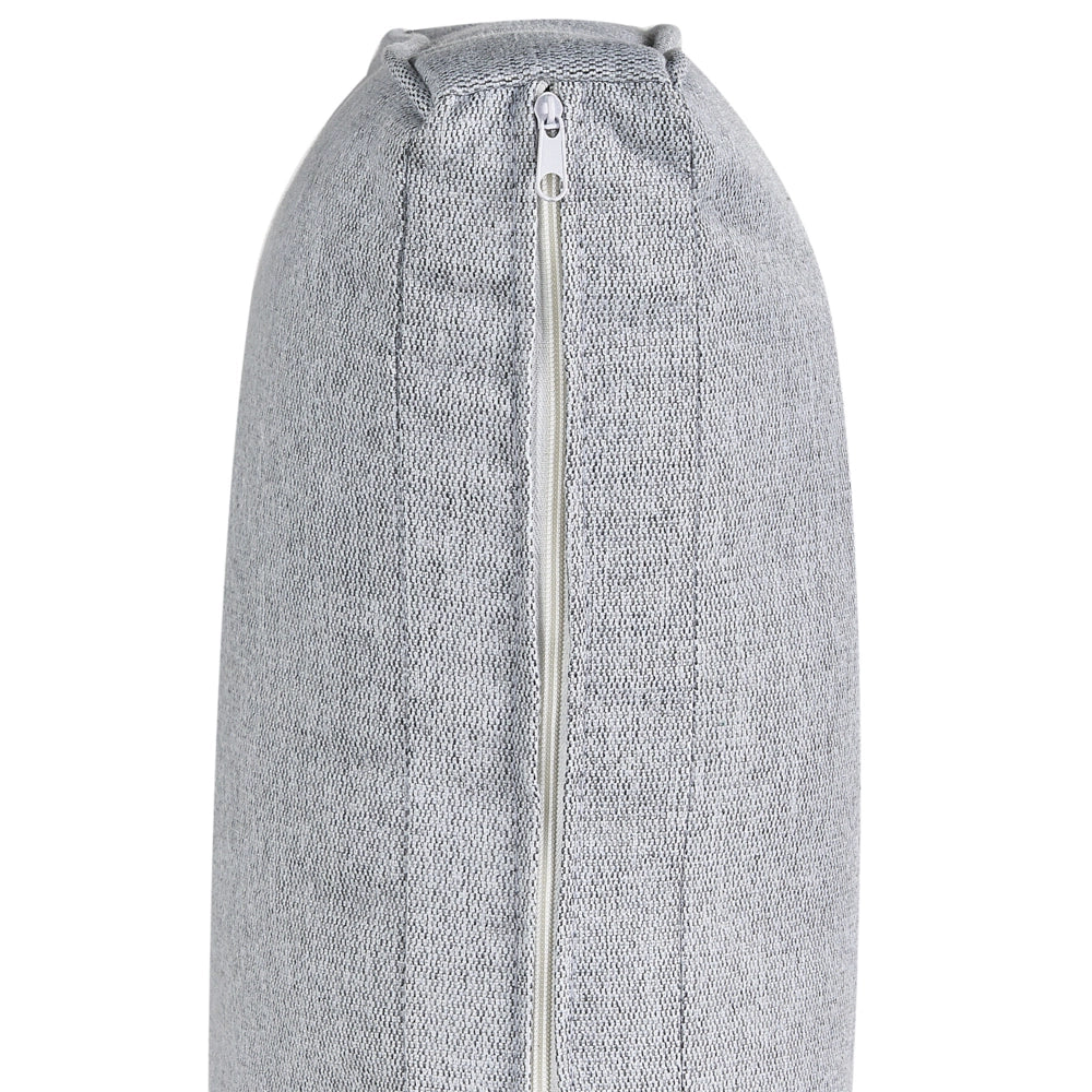 Divano in tessuto grigio 3 posti con braccioli e gambe in legno stile moderno