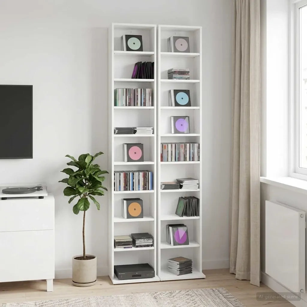 Mobile per CD 2 pz Bianco 33 x 23,5 x 175 cm 8012643