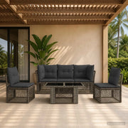 Set Divano da Giardino 6 pz Grigio polyrattan 3436436
