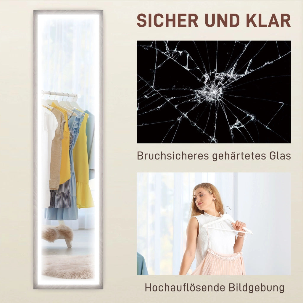 Specchio LED Parete 40x160 cm Touch Dimmabile 3 Colori ¨C zephmum ¨C Grigio