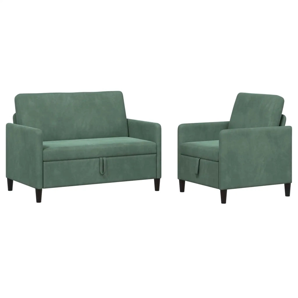 Set di Divani con Storage 2 pz Verde Mare Poliestere 3429173