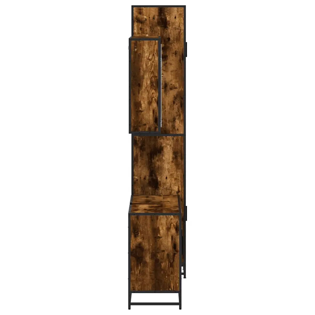 Set Mobili da Bagno 3 pz Rovere Fumo in Legno Multistrato 3301072