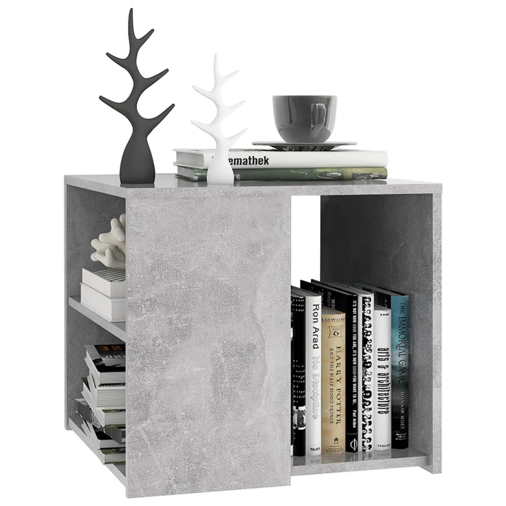 Tavolino | Tavolo laterale Grigio Cemento 50x50x45 cm in Legno Multistrato