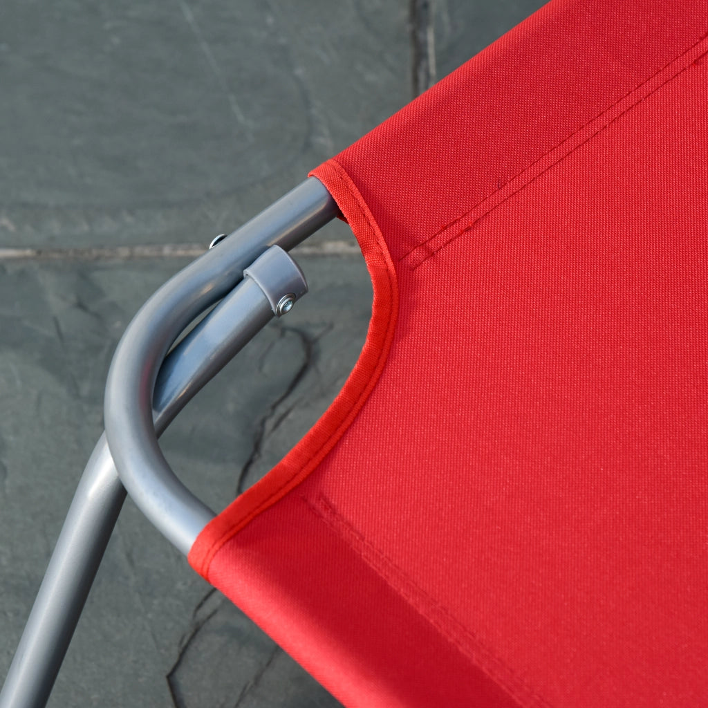 Lettino Prendisole Pieghevole con Schienale Reclinabile su 5 Livelli, 187x55x24cm, Rosso