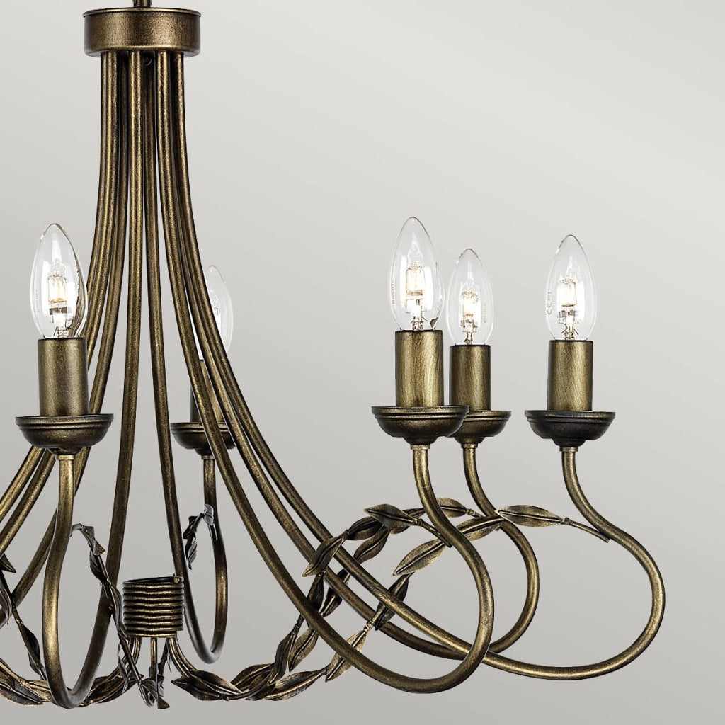 Lampadario a candelabro Olivia nero oro 8xE14 60W Elstead