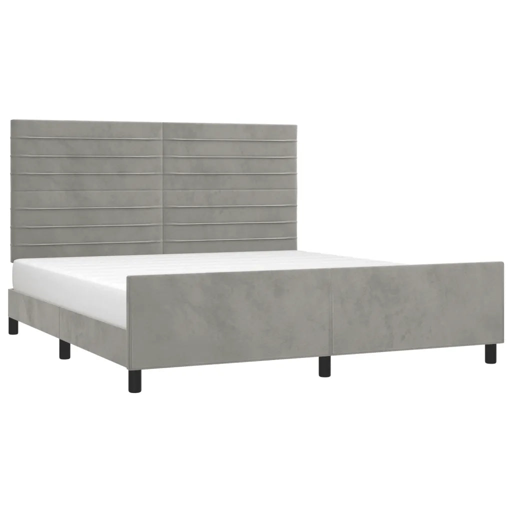 Giroletto senza Materasso Grigio Chiaro 160x200 cm Velluto