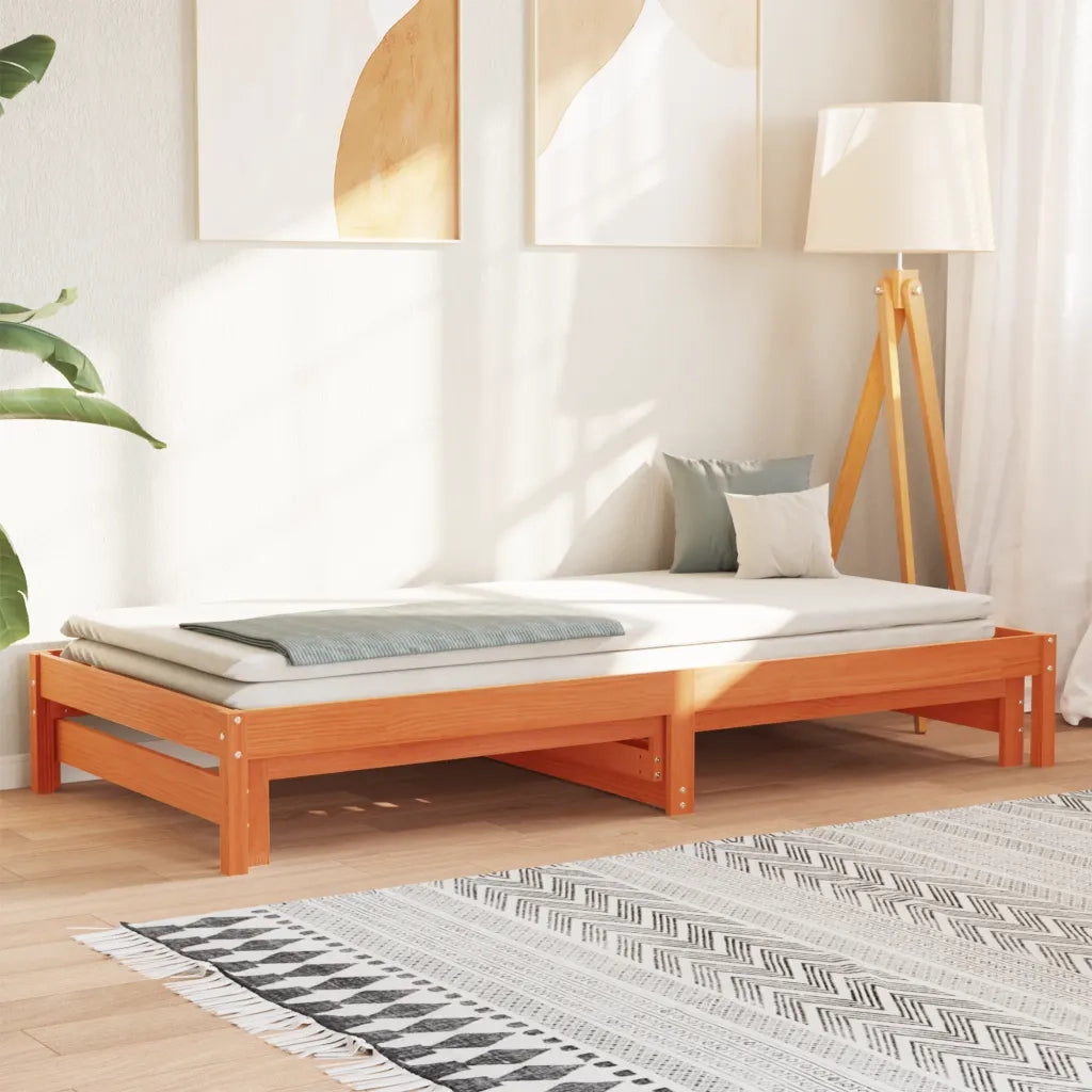 Divano con letto | Sof¨¤ letto | Letto singolo Estraibile Marrone Cera 90x200cm Massello Pino