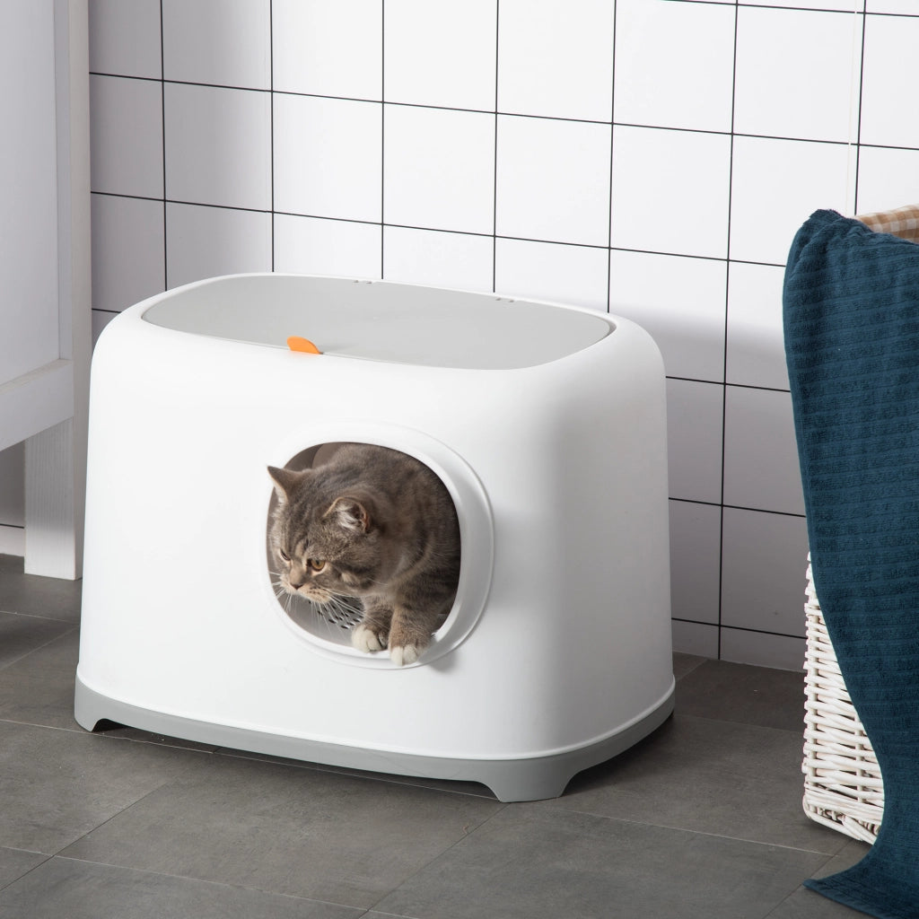 Casetta igienica per gatti chiusa con coperchio e paletta ¨C Minimal ¨C 55x40x39 cm bianco