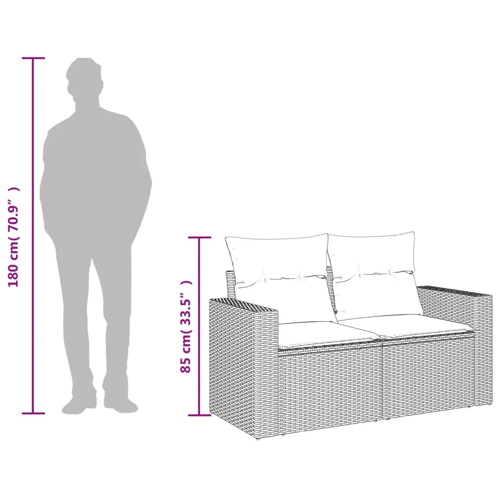 Divano da Giardino con Cuscini 2 Posti Grigio in Polyrattan 366122