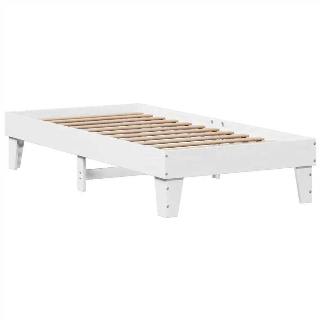 Letto senza Materasso-Struttura Letto Bianco 75x190 in Legno Massello di Pino 733891