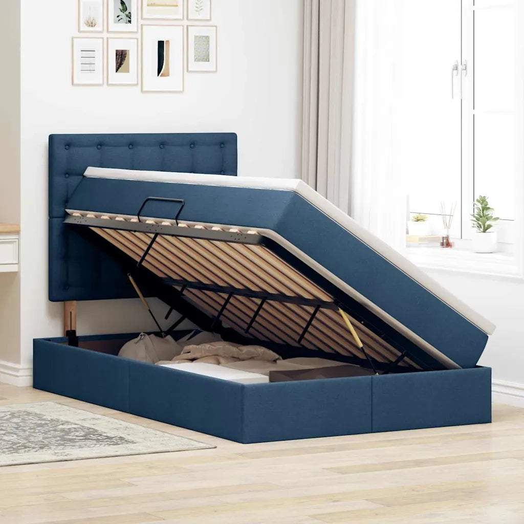 Letto con contenitore e materasso Blu 120 x 200 cm Poliestere 3371903