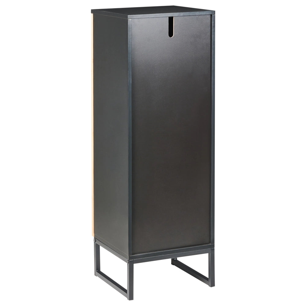 Mobile da bagno moderno con ripiani in legno di bambù acciaio e MDF 3 ripiani nero e marrone chiaro
