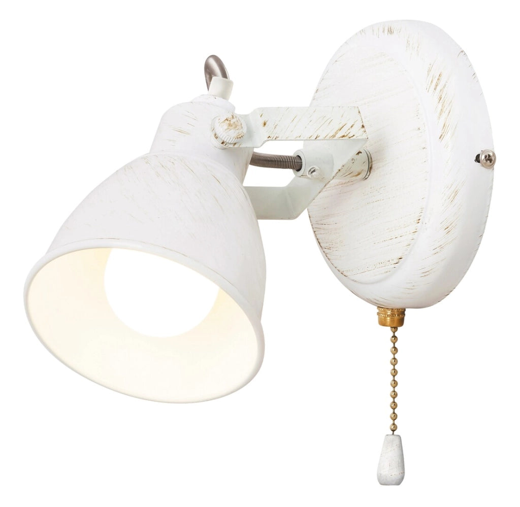 Applique vintage bianco anticato con interruttore E14 Rabalux