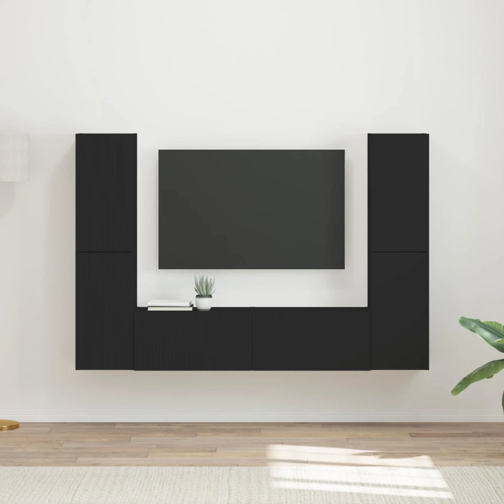 Set mobile TV 6 pcs Nero Legno multistrato 3409106