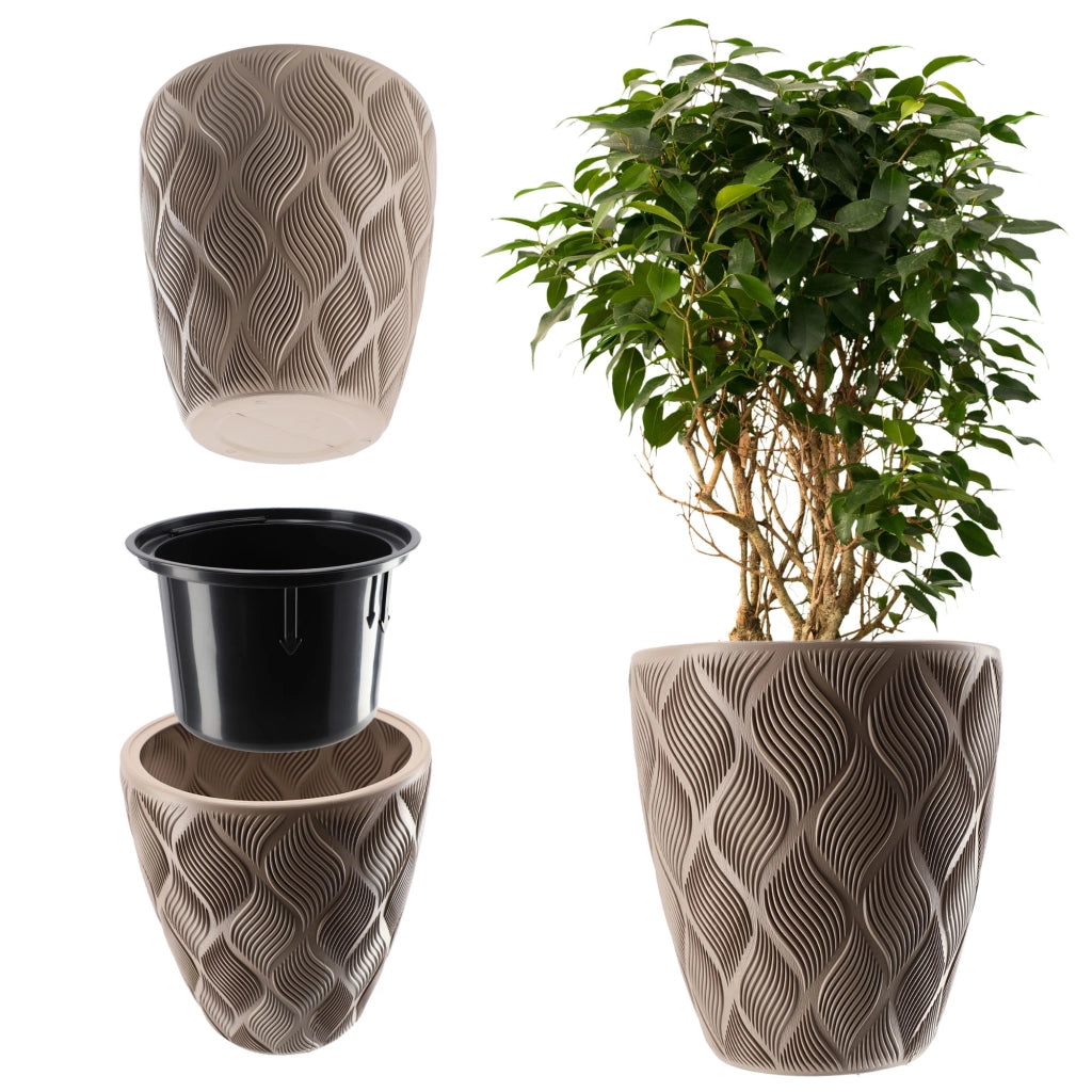 Vaso da fiori KADAX con inserto 42 cm, copertura per vaso da fiori in plastica alta