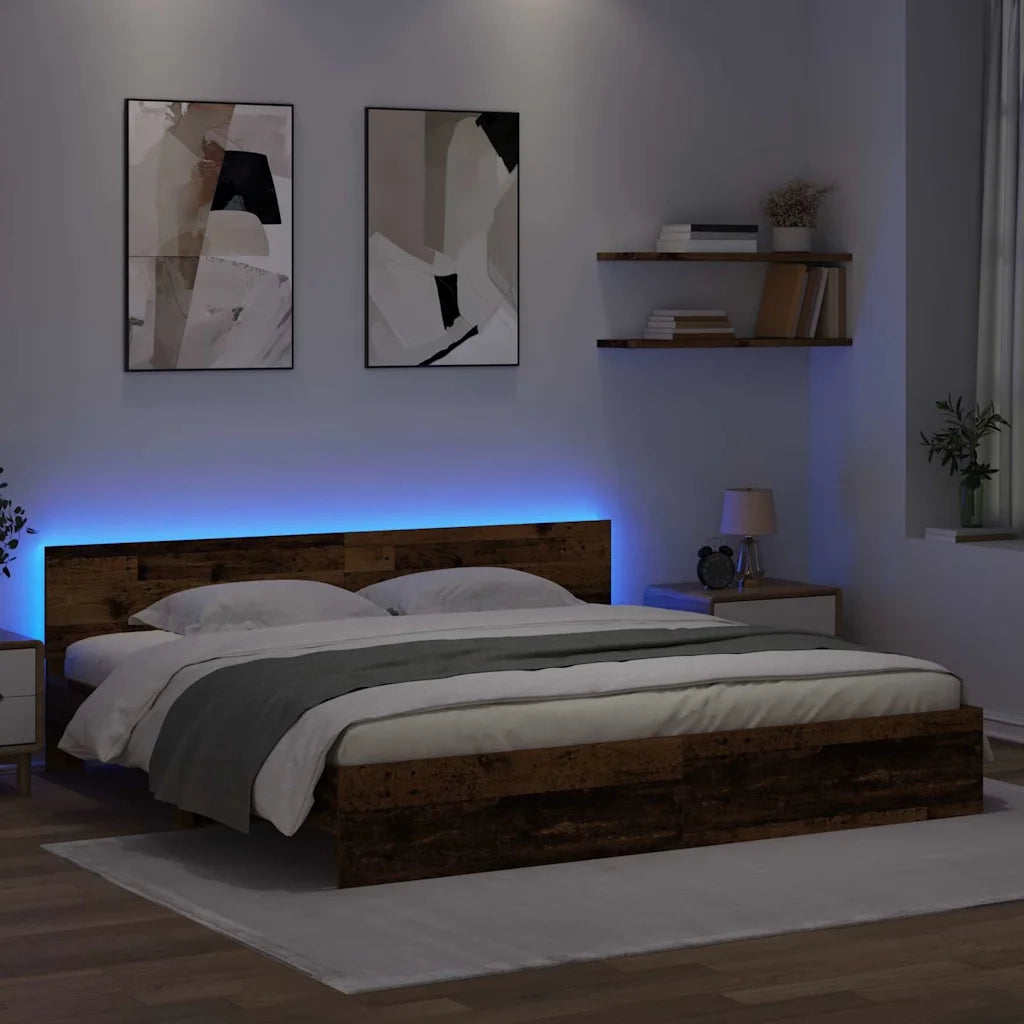 Letto matrimoniale | Letto per adulti | Struttura del letto con testiera Legno vecchio 180 x 200 cm