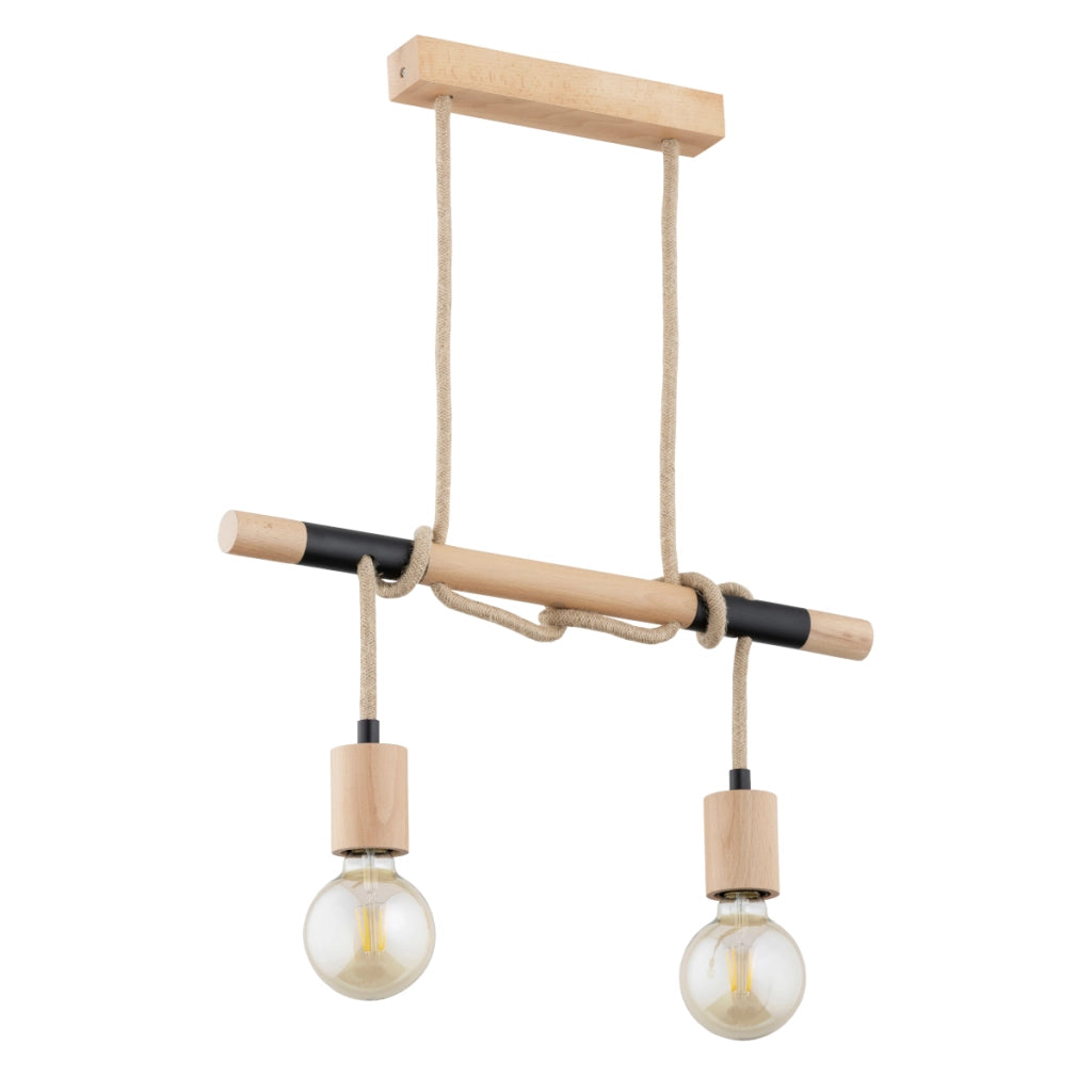 Lampada a sospensione LANCER legno/nero 2xE27 Alfa