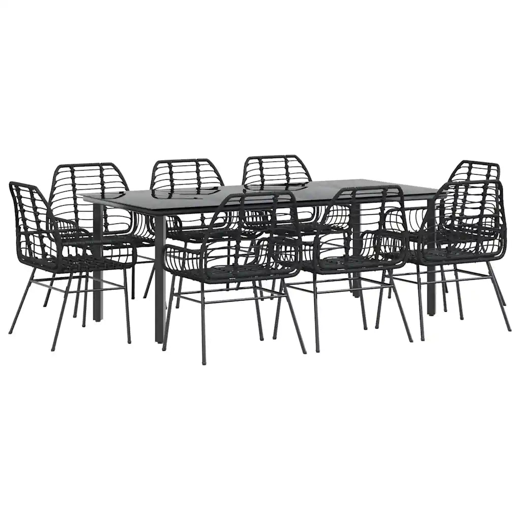 Set da Pranzo da Giardino 9 pz Polyrattan Vetro 3334540