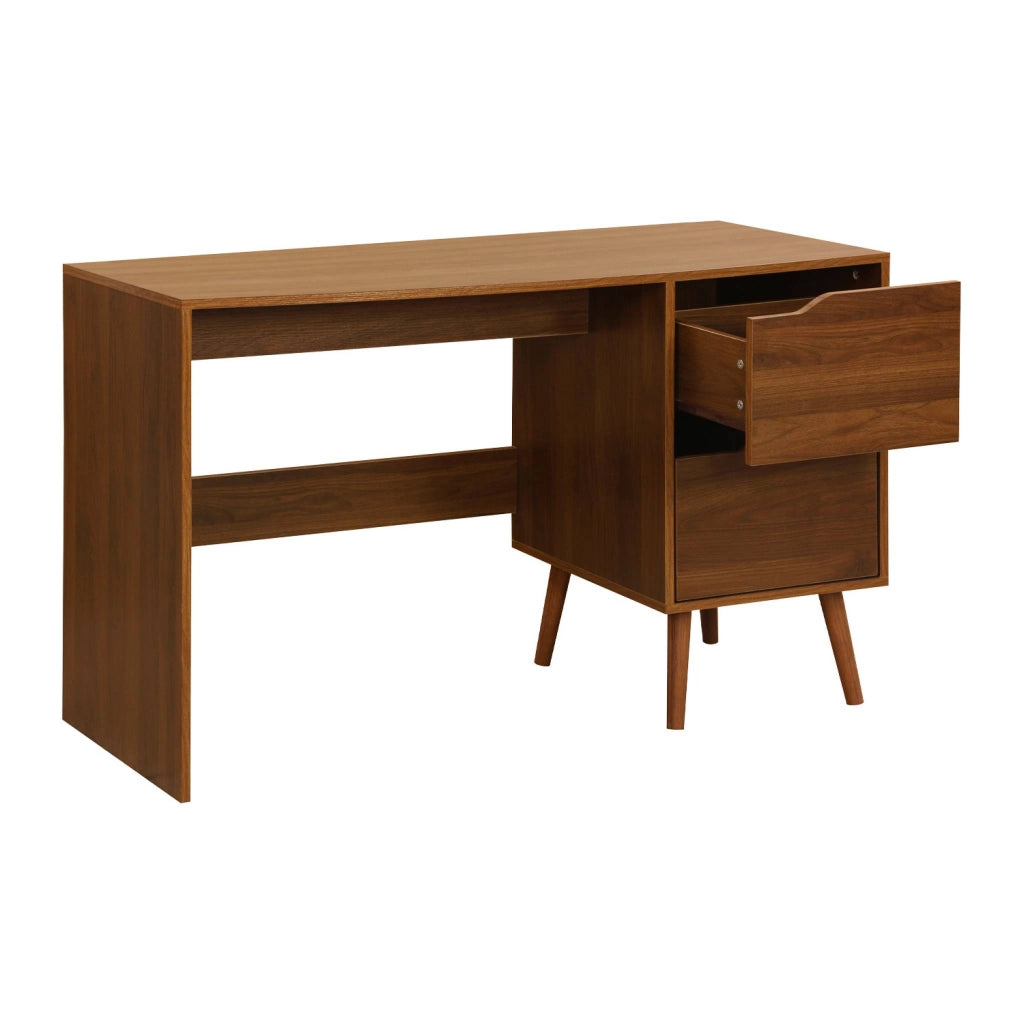 Scrivania effetto noce a 2 cassetti , effetto noce