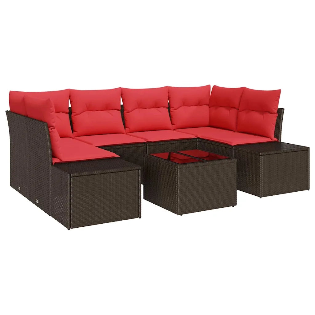 Set Divano da Giardino 8 pz Beige e Rosso polyrattan 3355633
