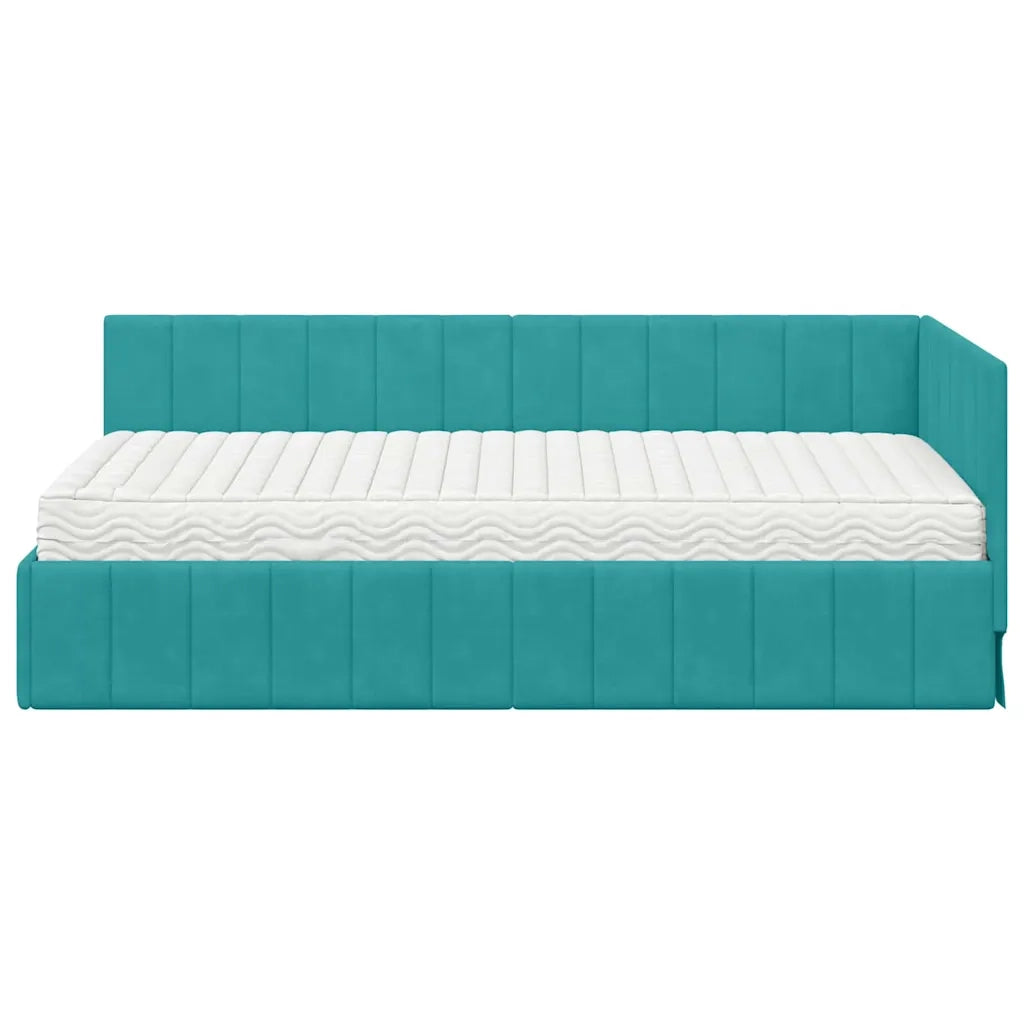Struttura Letto Angolare con Materasso 2 pcs Turchese Velluto 3393876