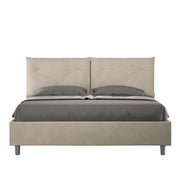 BS COM Letto matrimoniale senza rete imbottito 160x200 microfibra sabbia