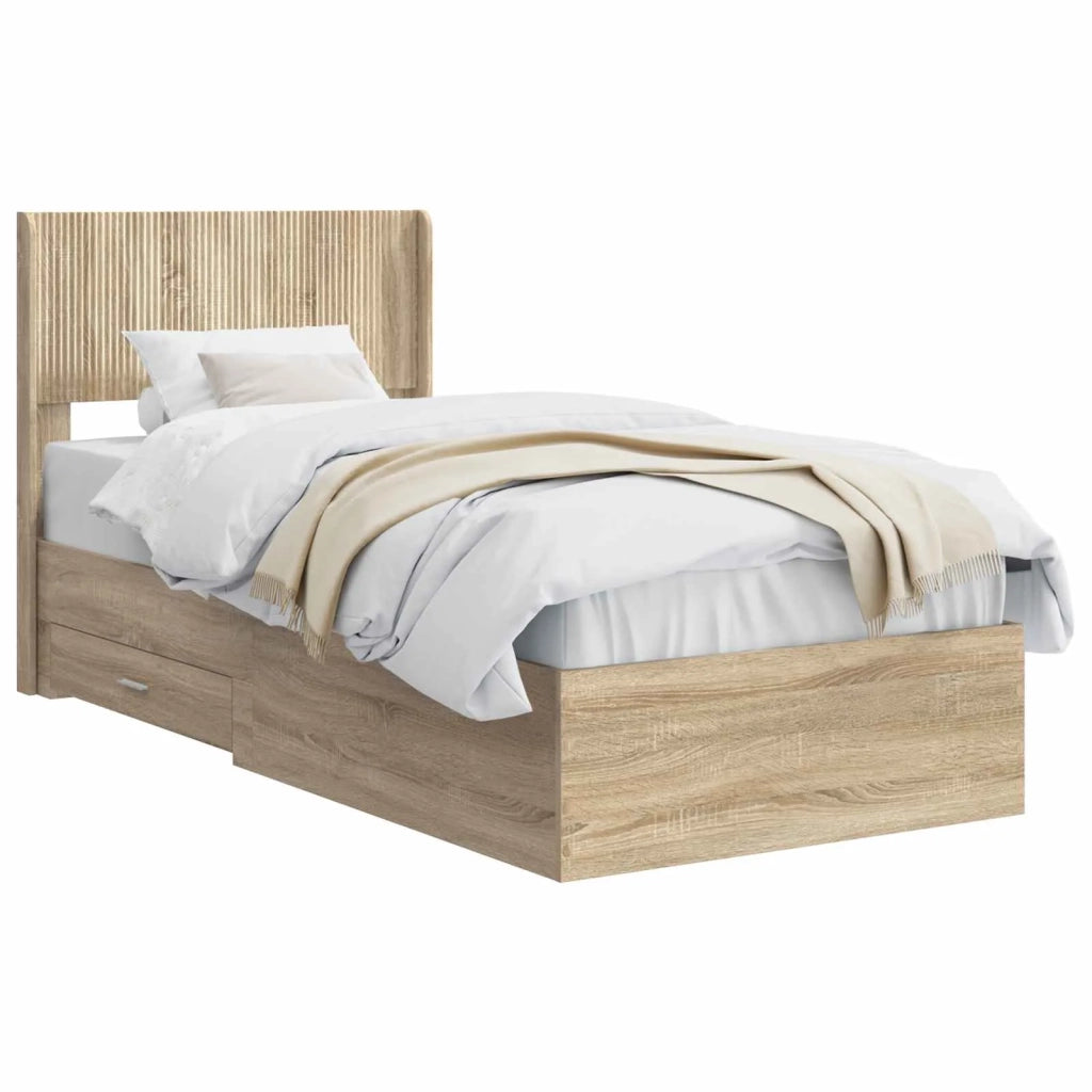 Struttura del letto con stoccaggio e testata Rovere Sonoma 3414517