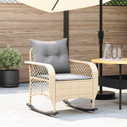 Sedia a Dondolo da Giardino con Cuscini in Polyrattan Beige 4104196