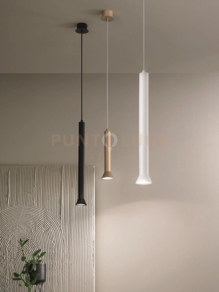 SOSPENSIONE LILA GRANDE NERO 1 LUCE ATTACCO GU10 D.6,6CM H.48CM