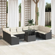 Set di divani con cuscino 11 pcs Nero e Crema polyrattan 3349073