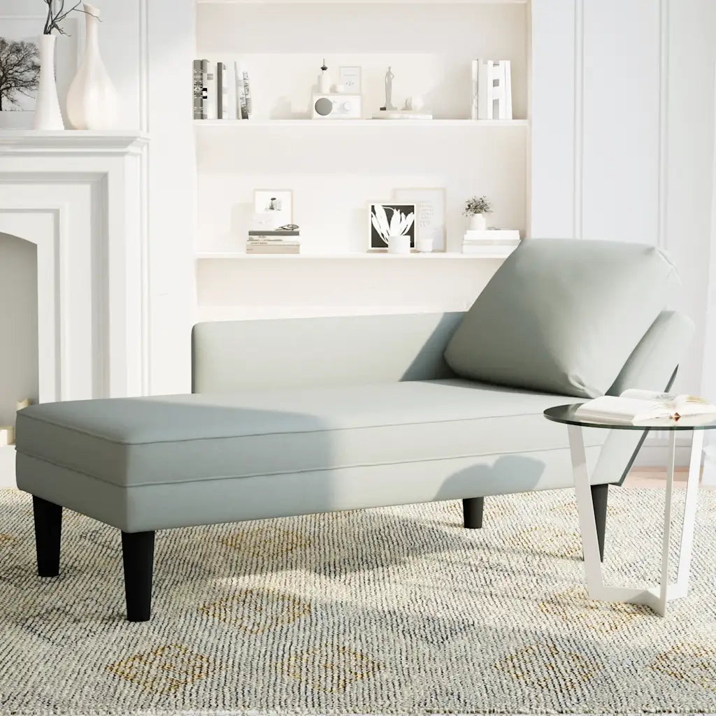 vidaXL Sdraio con Cuscino e Bracciolo Destro in Velluto Grigio Chiaro