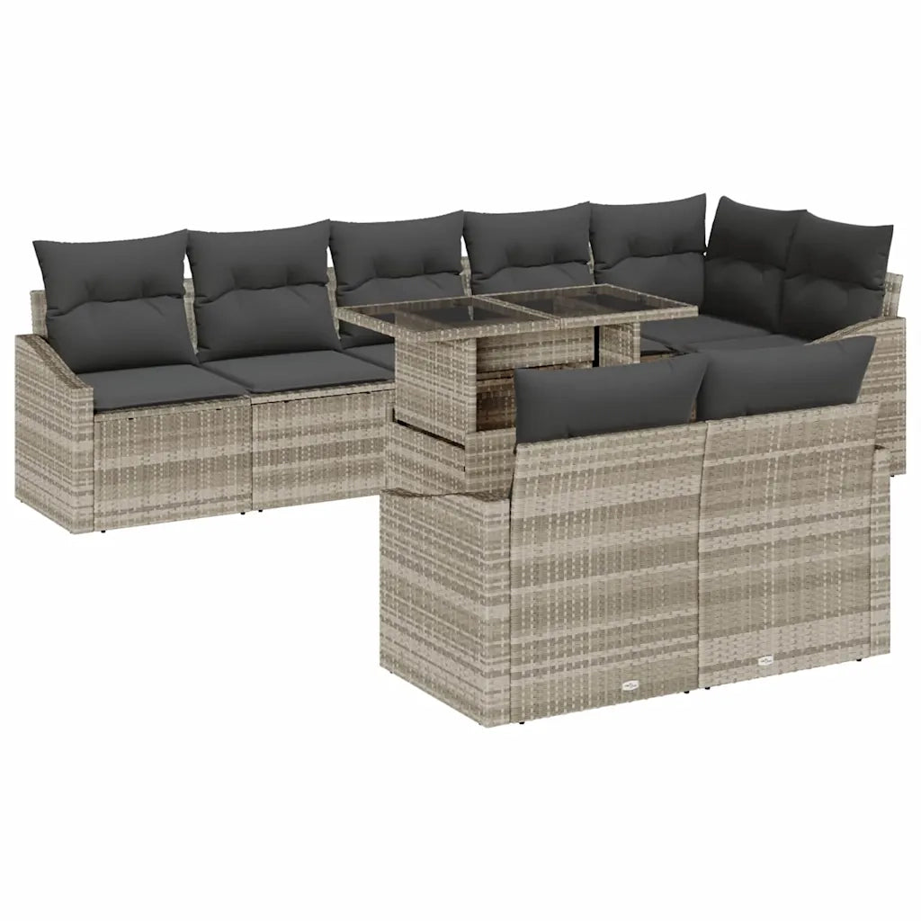 Set Divano da Giardino 9 pcs Grigio chiaro polyrattan 3349028