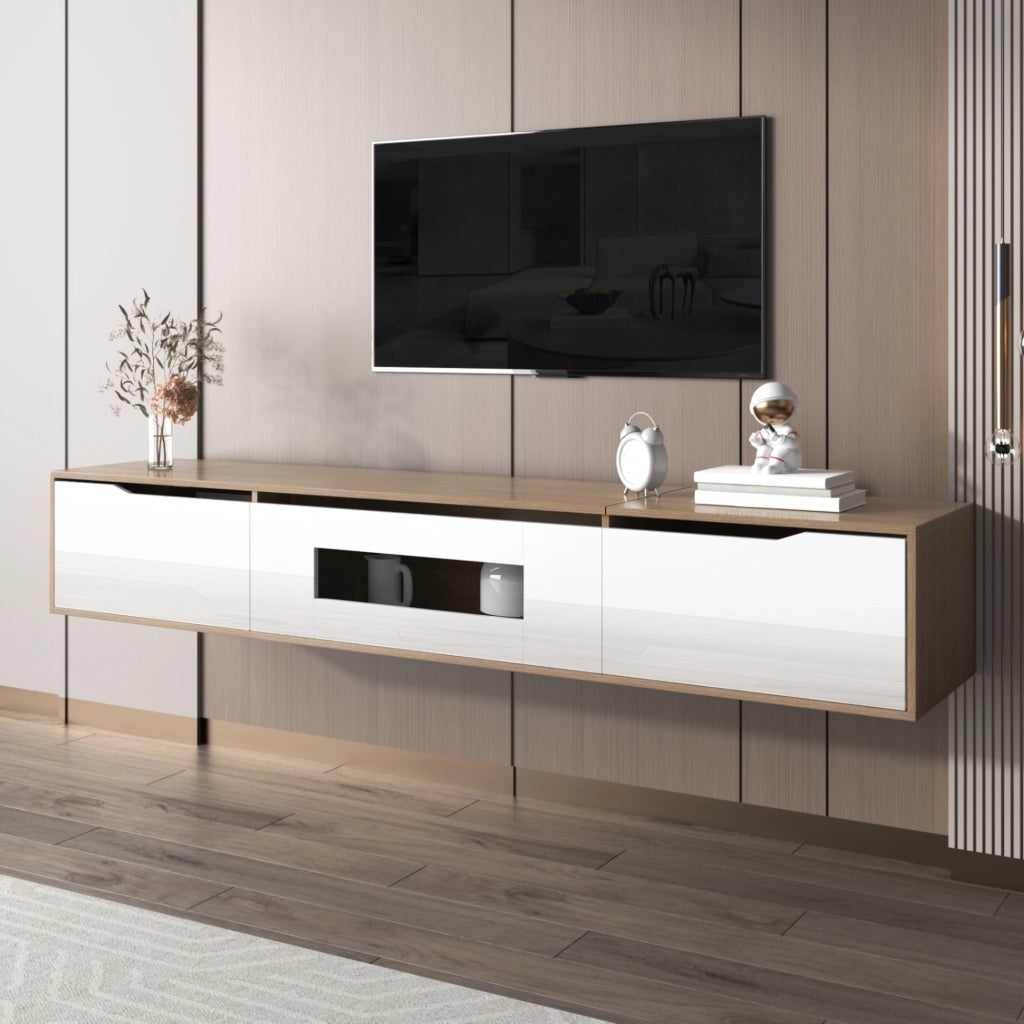 Cassettiera per TV bianca lucida in truciolare lunghezza 180 cm