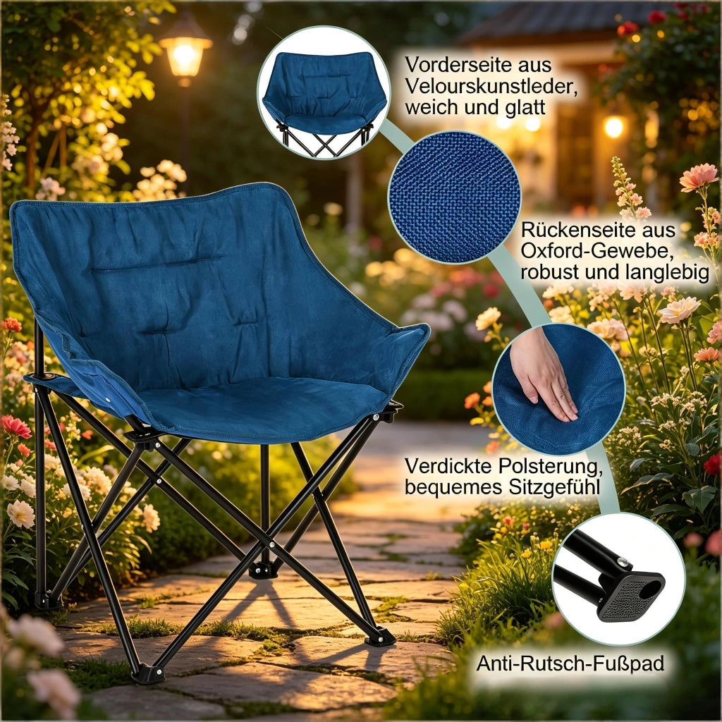 SEDIA Pieghevole Imbottita 65 x 73,5 x 44,5 cm Nero/Blu