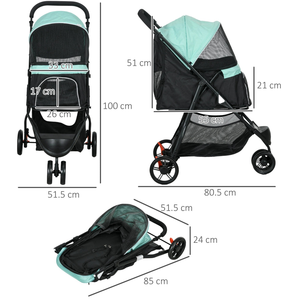Carrello Pieghevole per Cani Piccoli con Copertura Antipioggia ¨C Minimal ¨C Verde