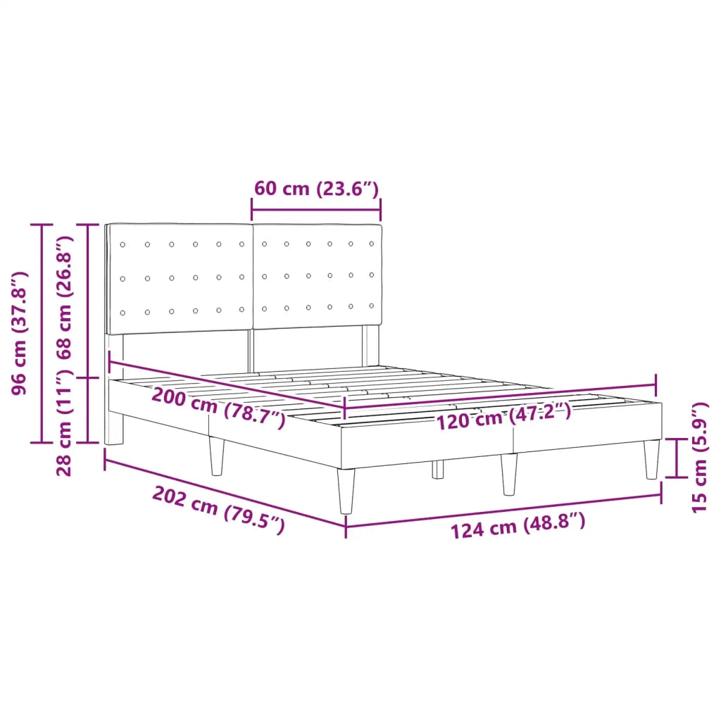 Letto matrimoniale | Letto per adulti | Struttura del letto con testiera Blu 120 x 200 cm Tessuto