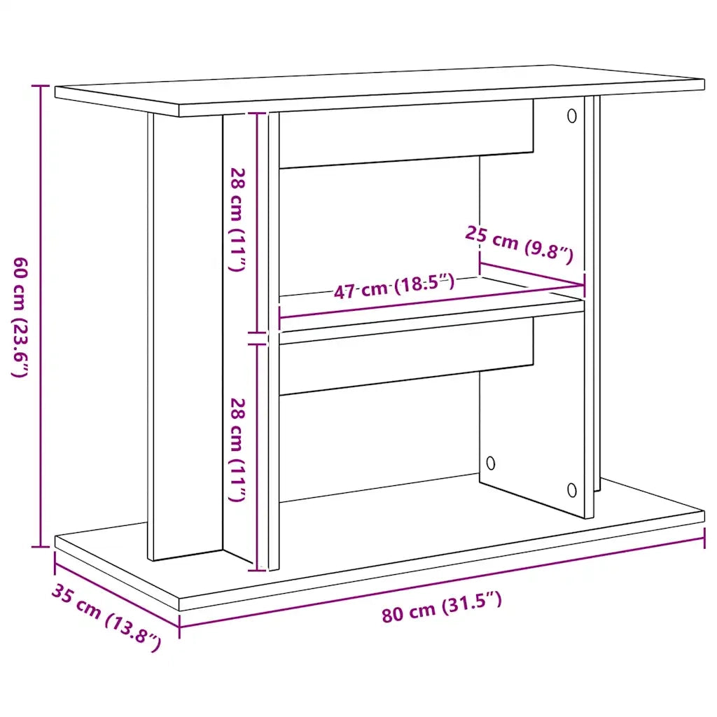 Supporto per Acquario 80x35x60 cm in Legno Multistrato Bianco 833575