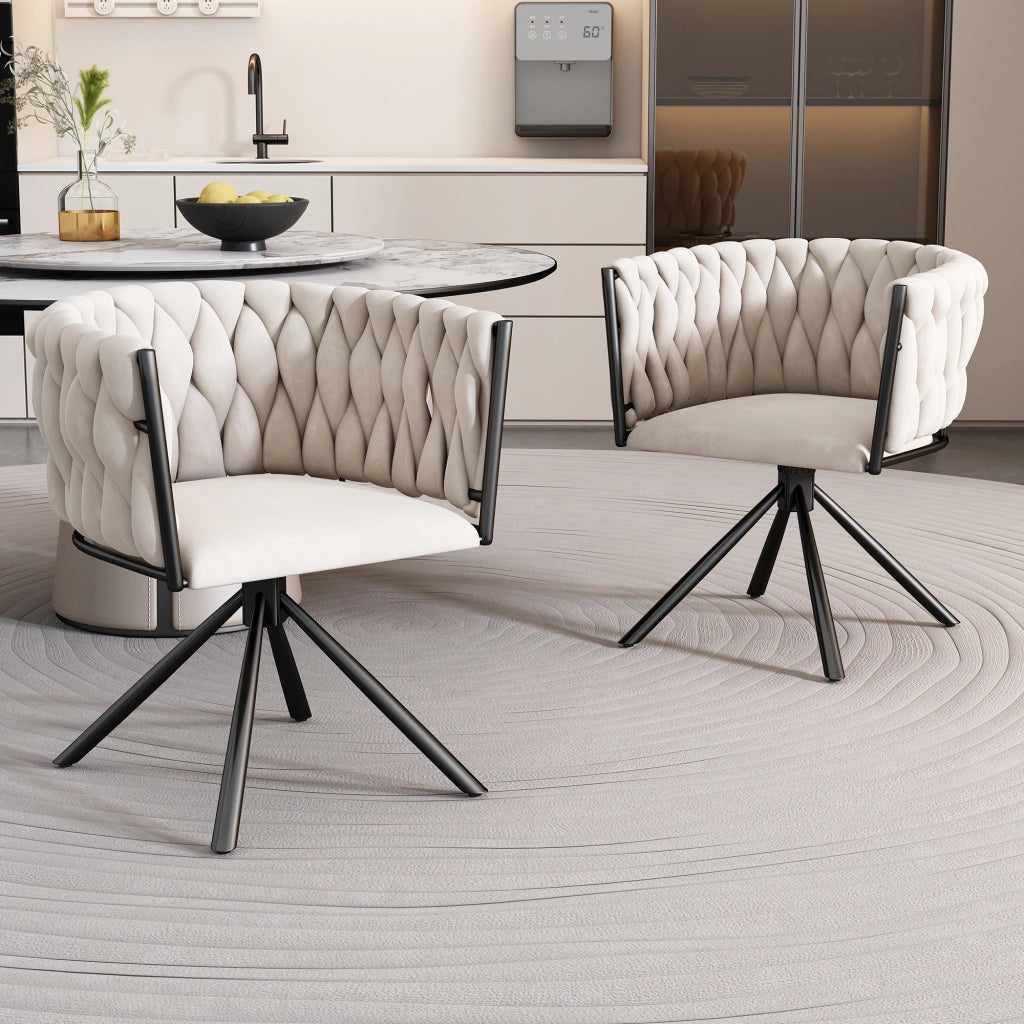 Sedia Girevole in Velluto ¨C MINIMAL ¨C Beige, Gambe in Metallo