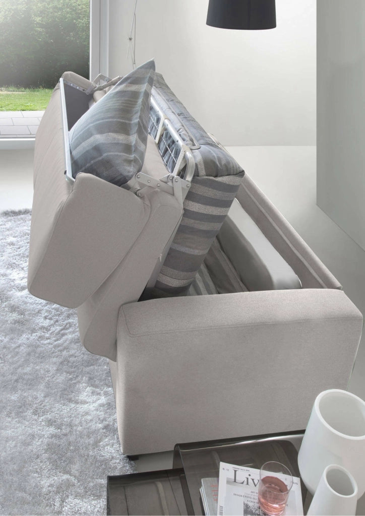 Alcatraz, Divano Letto 2 Posti Sfoderabile, 160x95 cm Grigio