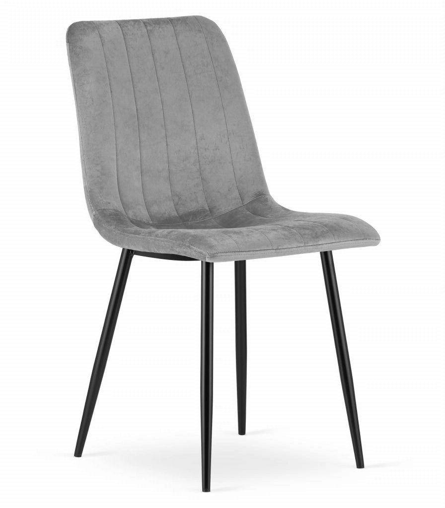 Sedia VALORA JEWA - Design ergonomico in velluto grigio chiaro x 3