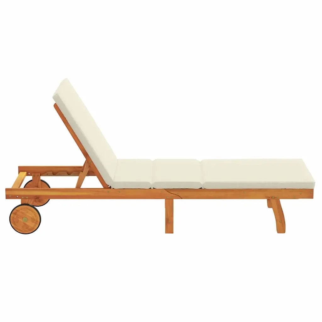 Lettino da sole Marrone e Crema 199 x 63 x 85 cm 4105535