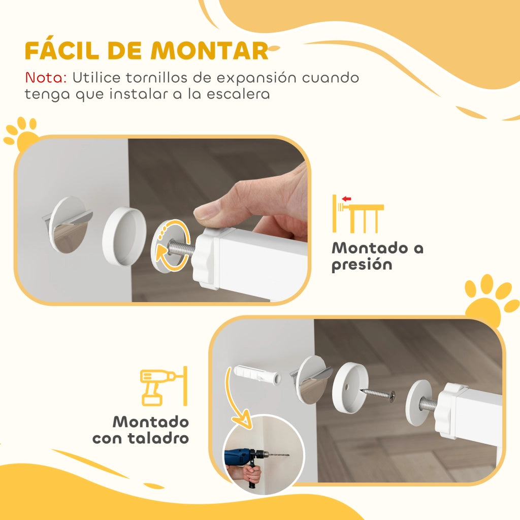 Cancelletto per Cani Regolabile 75-95 cm ¨C Xylo ¨C Bianco con Doppio Blocco e Estensione