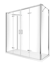 Box doccia a 3 lati con ingresso libero apertura centrale totale a libro pieghevole e due pareti laterali 67,5-70 Fisse + Porta 118,5-122