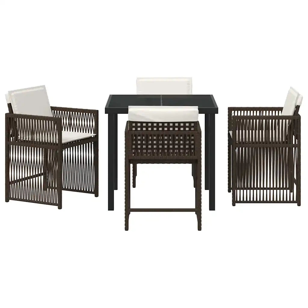 Set da Pranzo per Giardino 5 pcs Marrone polyrattan