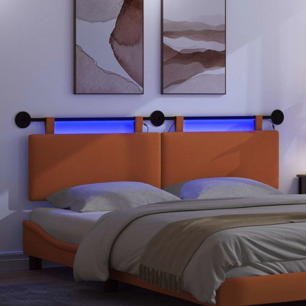 Testiera sospesa Con luce LED Arancione Tessuto in Cords 3424333