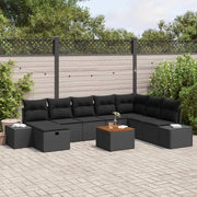 Set Divano da Giardino con cuscino 9 pcs Nero polyrattan 3359611
