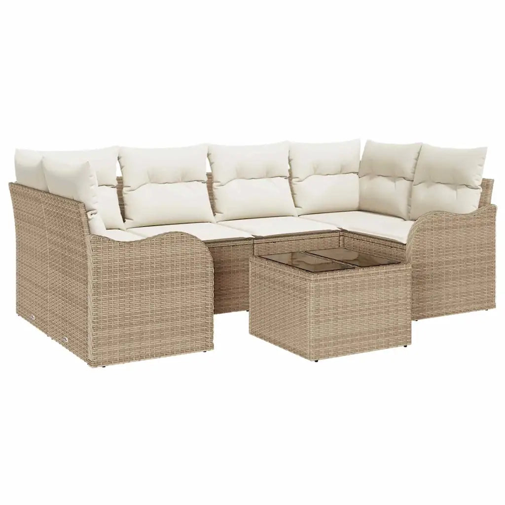 Set Divano da Giardino con cuscino 7 pcs Beige e Crema 3354270
